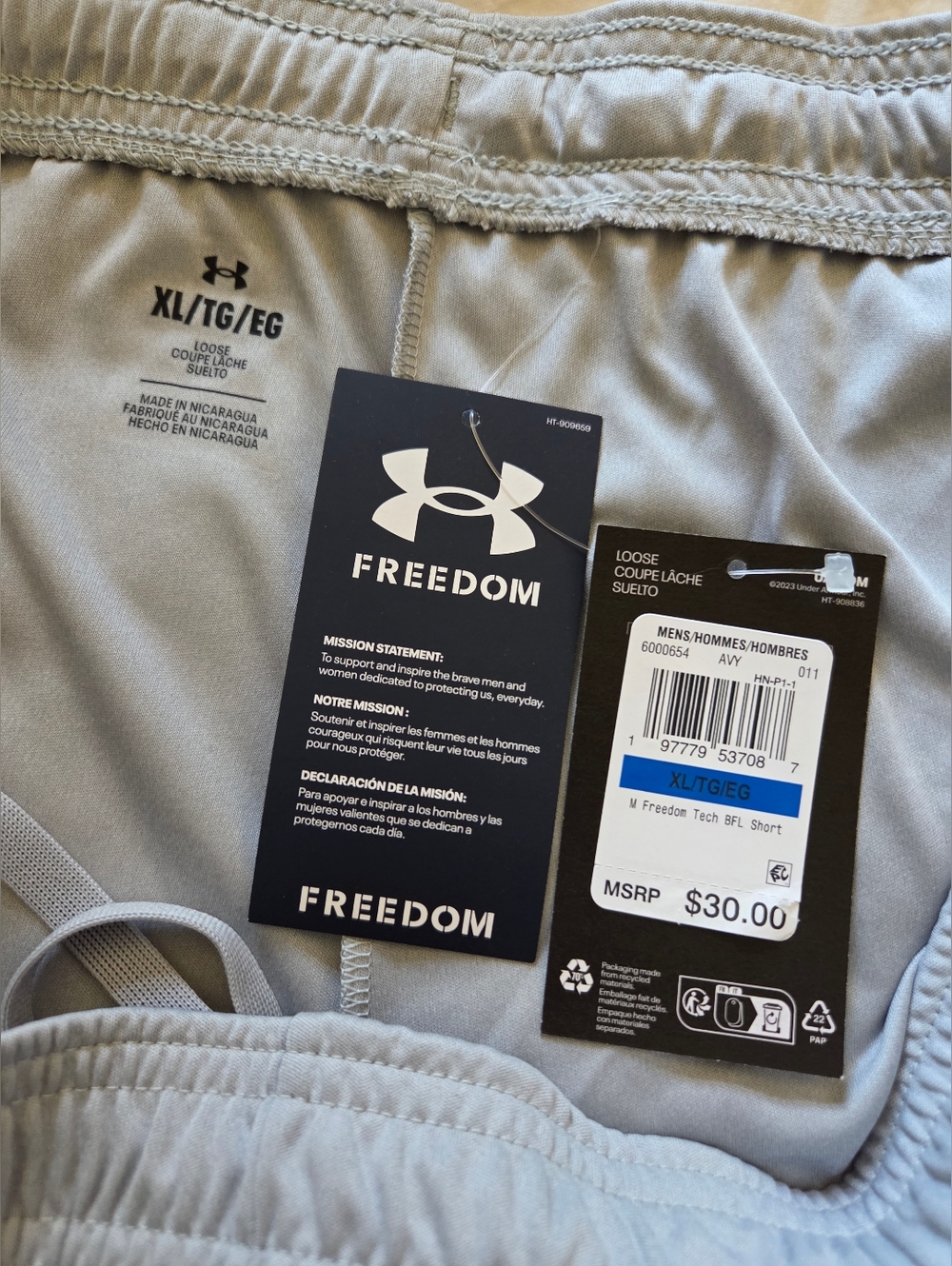 Under Armour Freedom Men's Athletic Shorts Light Gray - NWT! - Picture 3 of 5